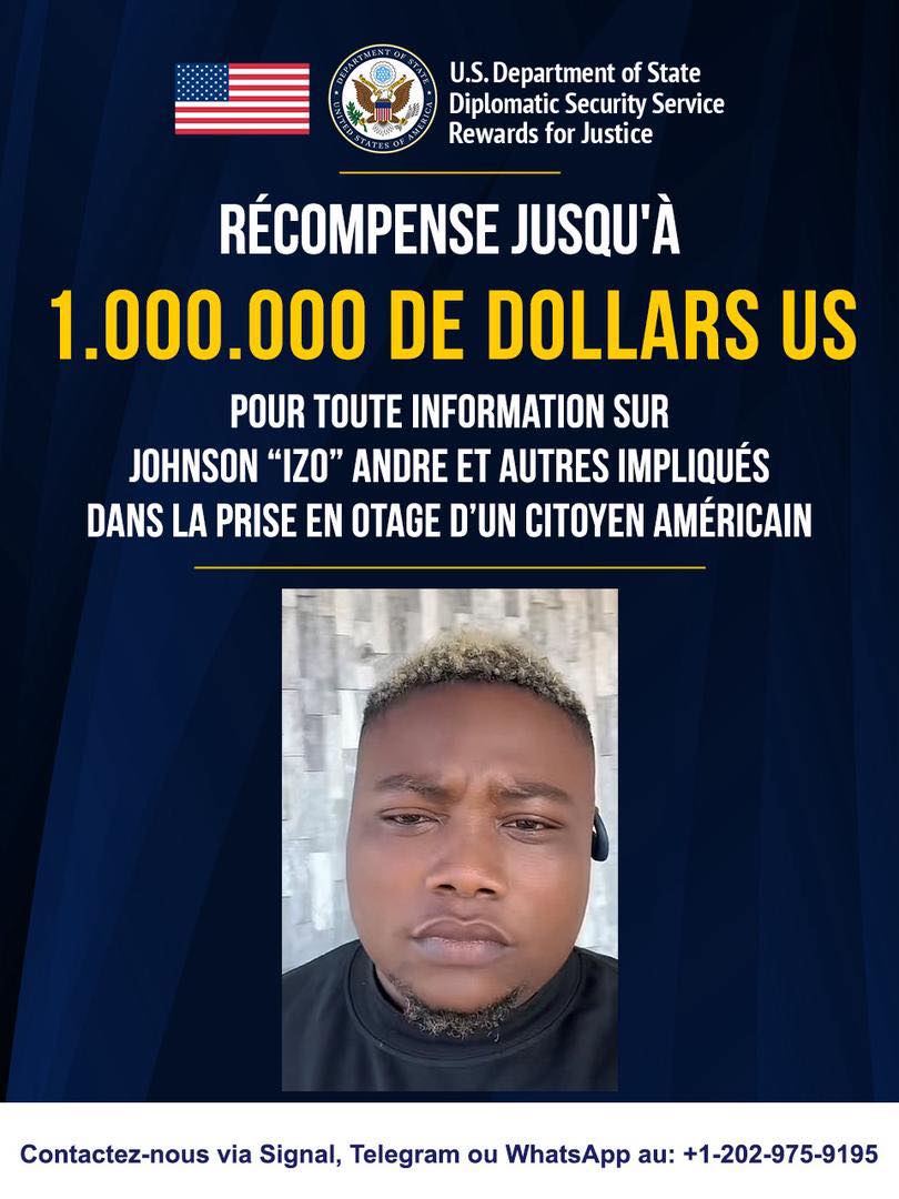 Les États-Unis offrent jusqu’à 1 million de dollars pour des informations sur Johnson « Izo » Andre en Haïti